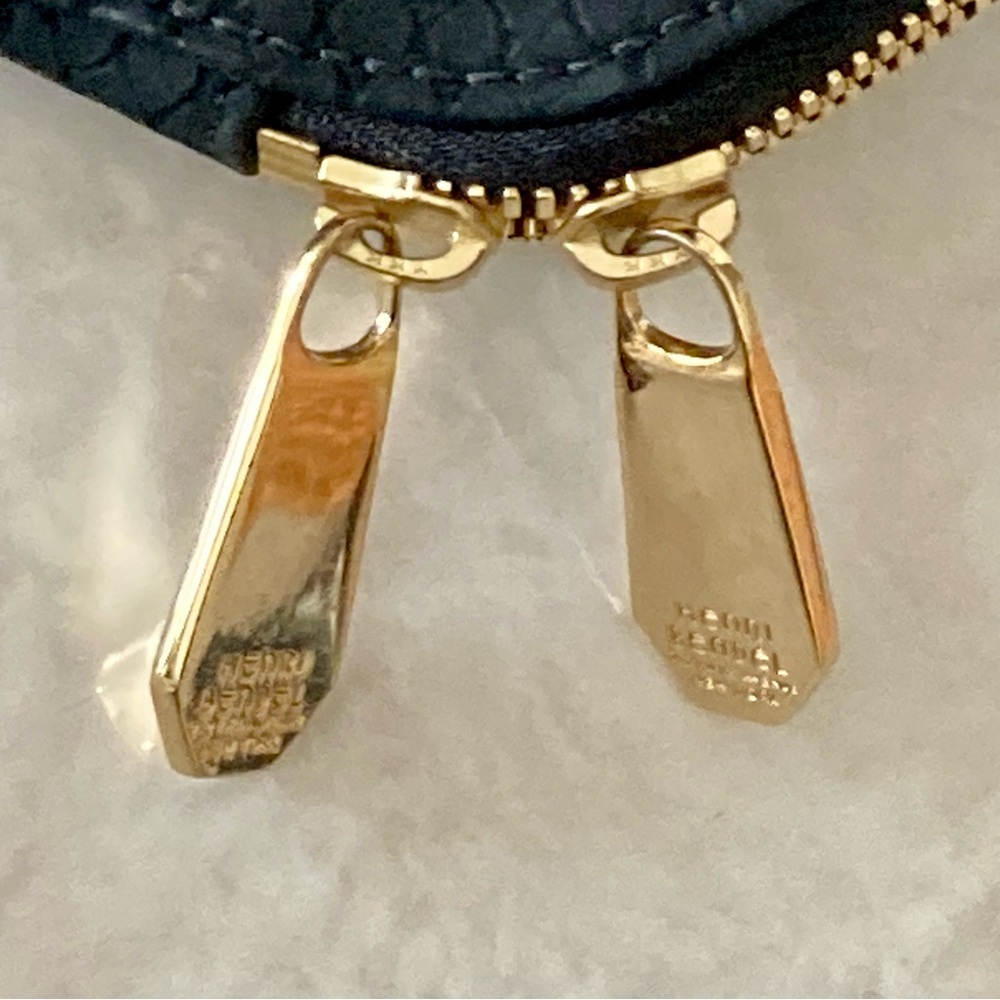 EUC Henri Bendel Black Sueded Snakeskin Embossed Leather Wristlet Clutch - Picture 9 of 14